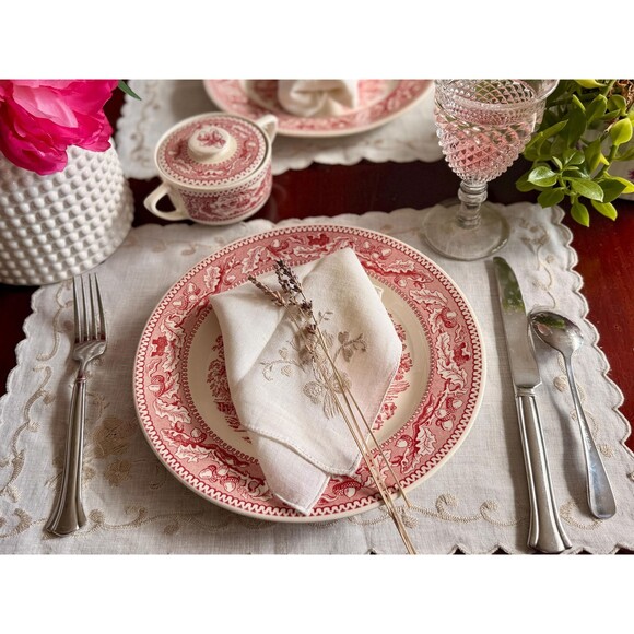 Other - Vintage Memory Lane Royal Ironstone Dinner Plate – Red Transferware